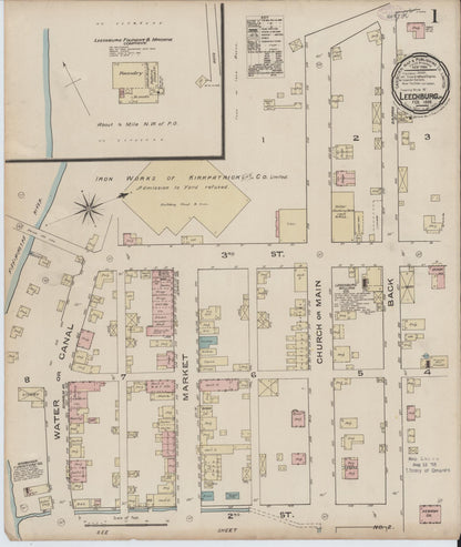 Sanborn Fire Insurance Map from Leechburg, Armstrong County, Pennsylvania (1886), Sheet #0001 - Complete Map Set gallery image, historic Sanborn map, vintage wall art, Pennsylvania Pennsylvania