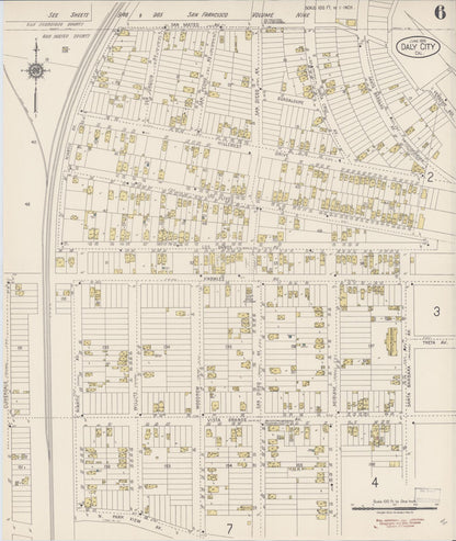 Sanborn Fire Insurance Map from Daly City, San Mateo County, California (1918), Sheet #0006 - Complete Map Set gallery image, historic Sanborn map, vintage wall art, California California