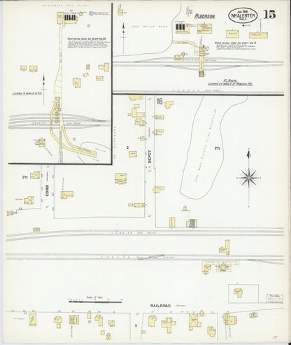 Sanborn Fire Insurance Map from McAlester, Pittsburg County, Oklahoma (1908), Sheet #0015 - Complete Map Set gallery image, historic Sanborn map, vintage wall art, Oklahoma Oklahoma