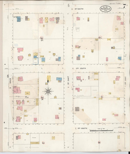 Sanborn Fire Insurance Map from Richfield, Sevier County, Utah (1930), Sheet #0007 - Historic Sanborn Fire Insurance Map Print, vintage old map wall art, antique decor, genealogy gift, Utah Utah map