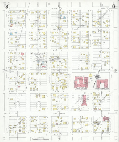 Sanborn Fire Insurance Map from Odessa, Edger County, Texas (1939), Sheet #0008 - Historic Sanborn Fire Insurance Map Print, vintage old map wall art, antique decor, genealogy gift, Texas Texas map