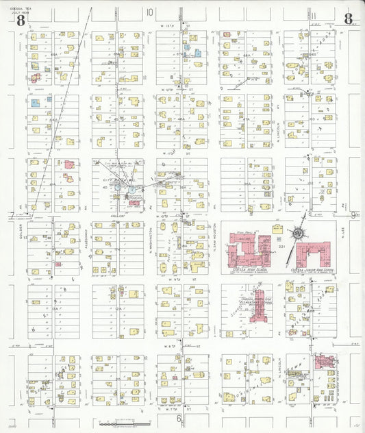 Sanborn Fire Insurance Map from Odessa, Edger County, Texas (1939), Sheet #0008 - Historic Sanborn Fire Insurance Map Print, vintage old map wall art, antique decor, genealogy gift, Texas Texas map