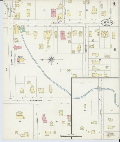 Sanborn Fire Insurance Map from Oberlin, Lorain County, Ohio (1897), Sheet #0004 - Complete Map Set gallery image, historic Sanborn map, vintage wall art, Ohio Ohio