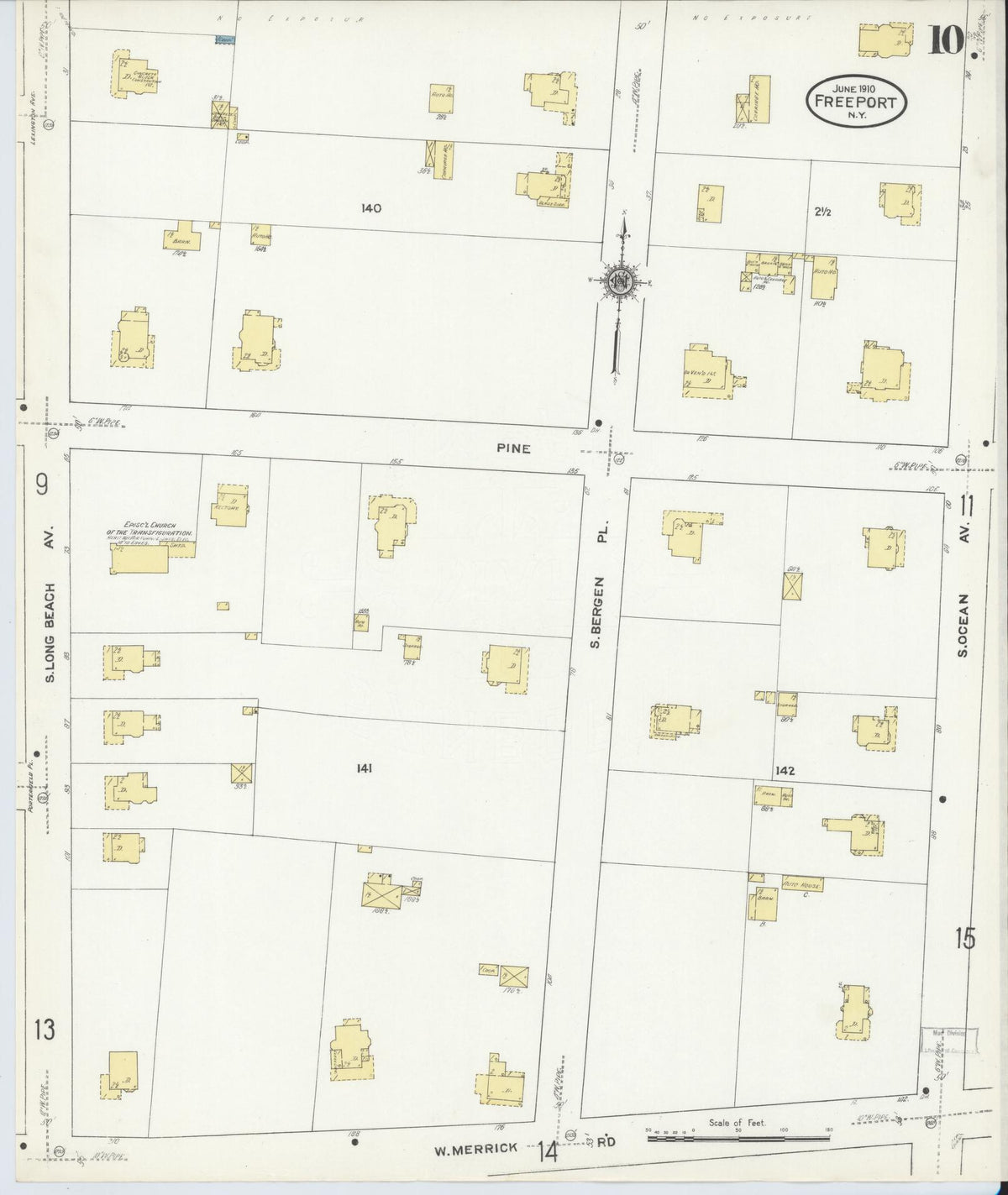 Sanborn Fire Insurance Map from Freeport, Nassau County, New York (1910), Sheet #0010 - Complete Map Set gallery image, historic Sanborn map, vintage wall art, New York New York