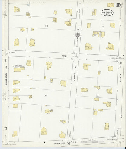 Sanborn Fire Insurance Map from Freeport, Nassau County, New York (1910), Sheet #0010 - Complete Map Set gallery image, historic Sanborn map, vintage wall art, New York New York