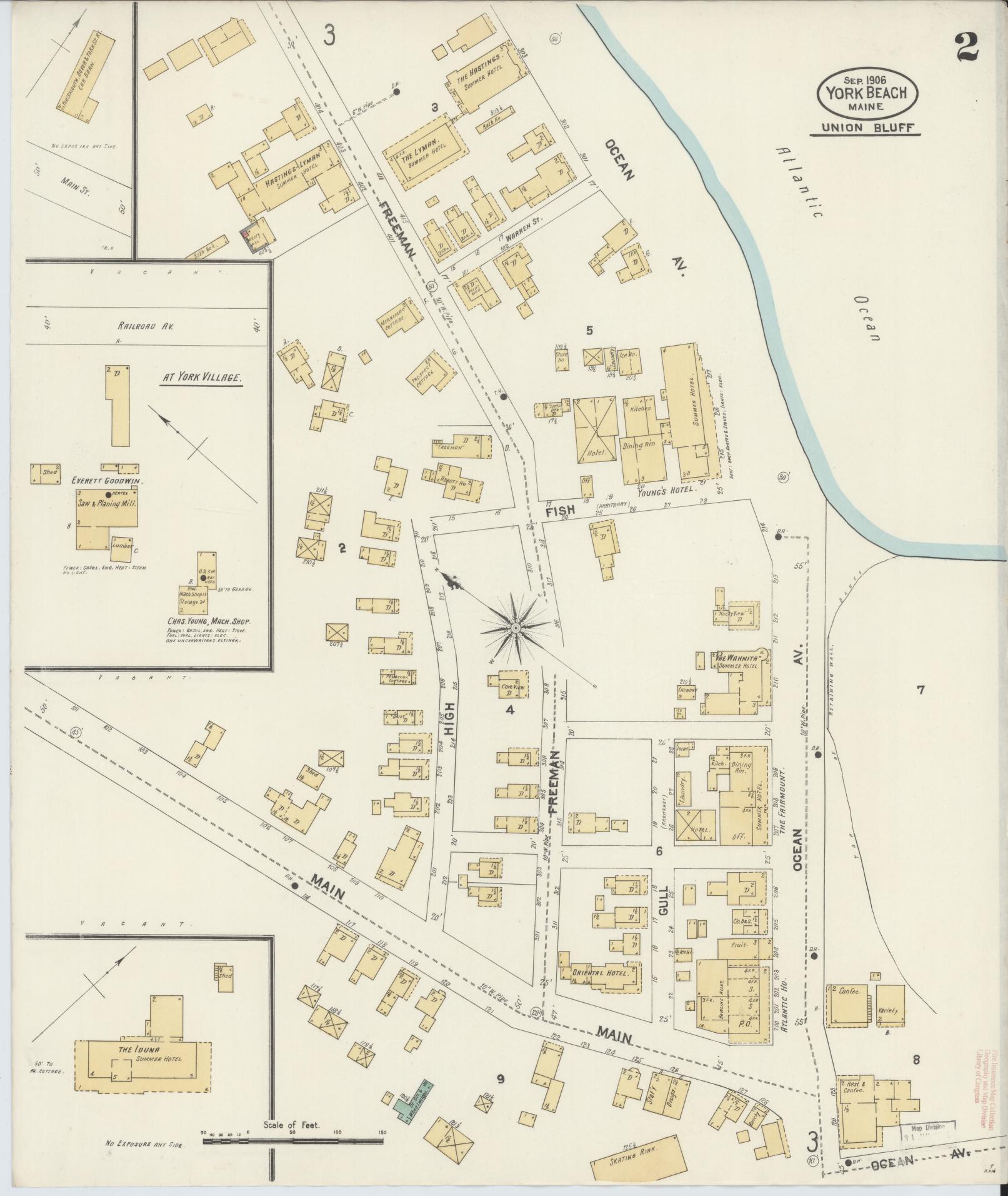 Sanborn Fire Insurance Map from York Beach, York County, Maine (1906), Sheet #0002 - Complete Map Set gallery image, historic Sanborn map, vintage wall art, Maine Maine