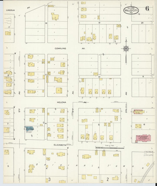Sanborn Fire Insurance Map from Valley City, Barnes County, North Dakota (1913), Sheet #0006 - Historic Sanborn Fire Insurance Map Print, vintage old map wall art, antique decor, genealogy gift, North Dakota North Dakota map
