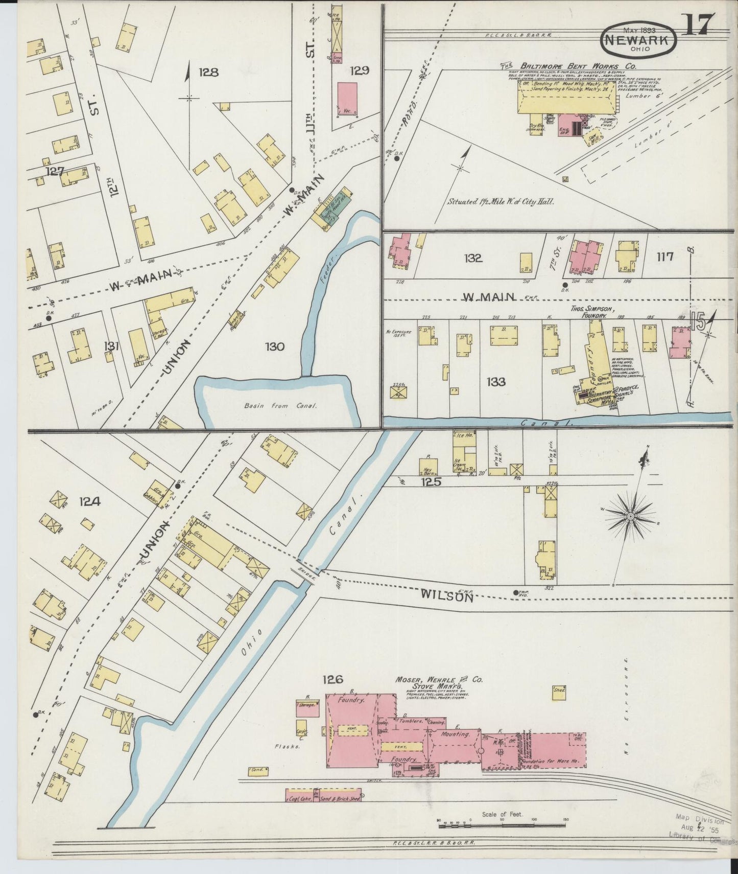 Sanborn Fire Insurance Map from Newark, Licking County, Ohio (1893), Sheet #0017 - Complete Map Set gallery image, historic Sanborn map, vintage wall art, Ohio Ohio
