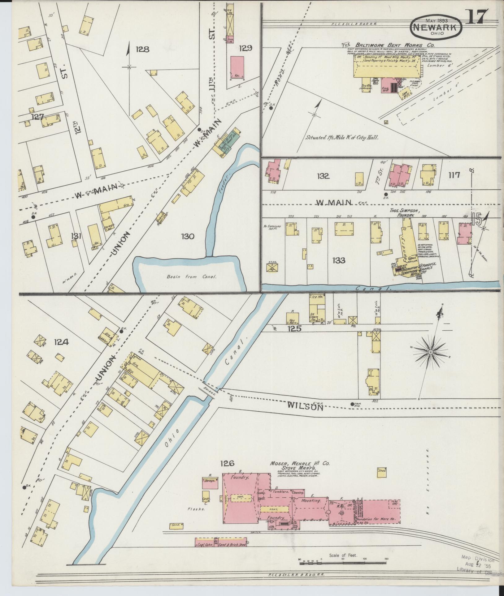 Sanborn Fire Insurance Map from Newark, Licking County, Ohio (1893), Sheet #0017 - Complete Map Set gallery image, historic Sanborn map, vintage wall art, Ohio Ohio