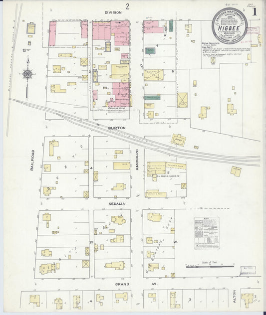 Sanborn Fire Insurance Map from Higbee, Randolph County, Missouri (1910), Sheet #0001 - Historic Sanborn Fire Insurance Map Print, vintage old map wall art, antique decor, genealogy gift, Missouri Missouri map