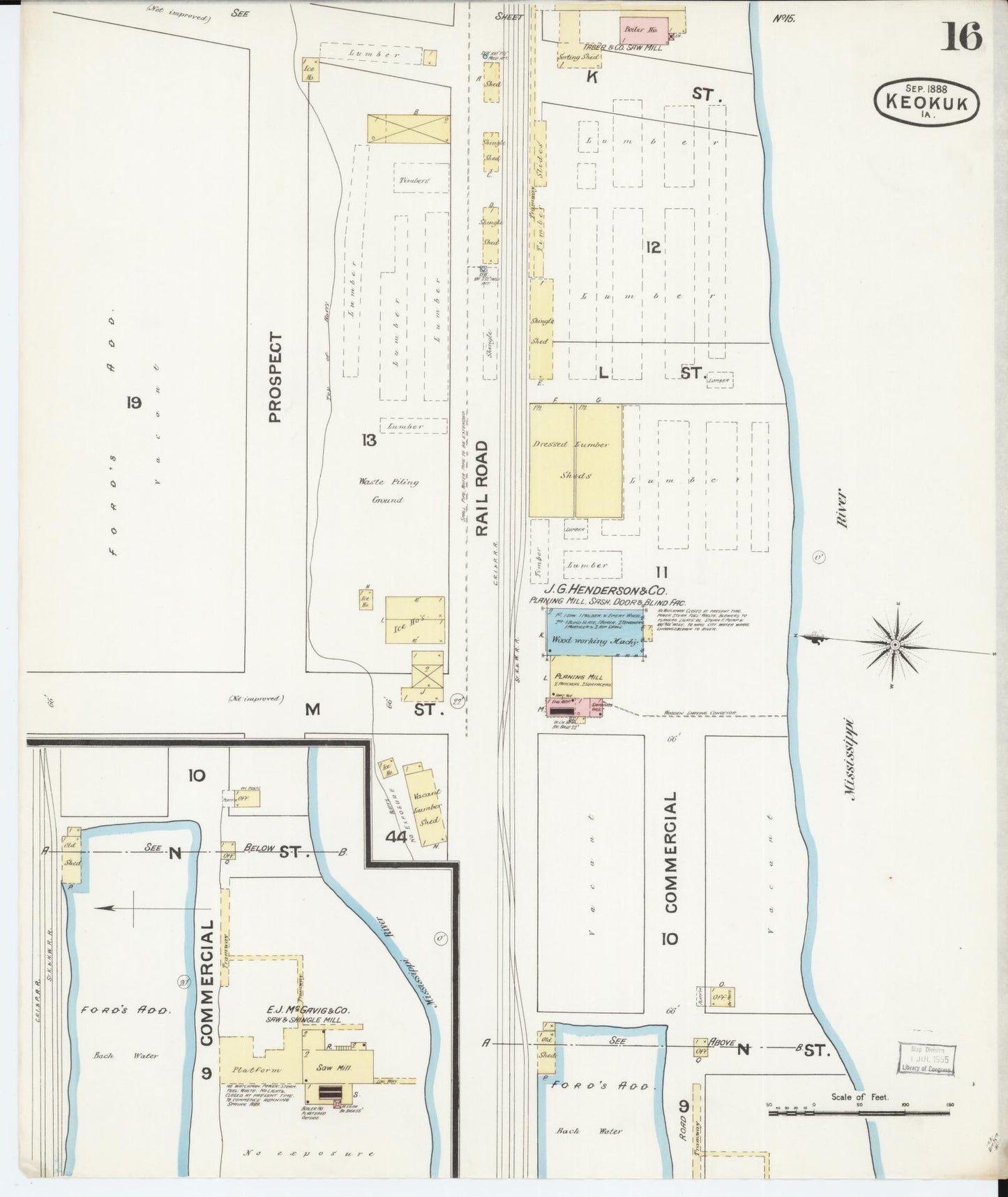 Sanborn Fire Insurance Map from Keokuk, Lee County, Iowa (1888), Sheet #0016 - Historic Sanborn Fire Insurance Map Print, vintage old map wall art