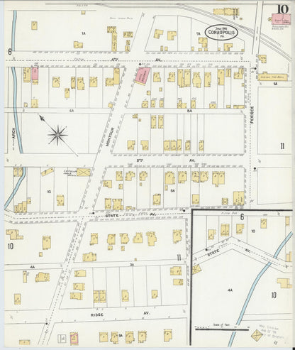 Sanborn Fire Insurance Map from Coraopolis, Allegheny County, Pennsylvania (1906), Sheet #0010 - Complete Map Set gallery image, historic Sanborn map, vintage wall art, Pennsylvania Pennsylvania