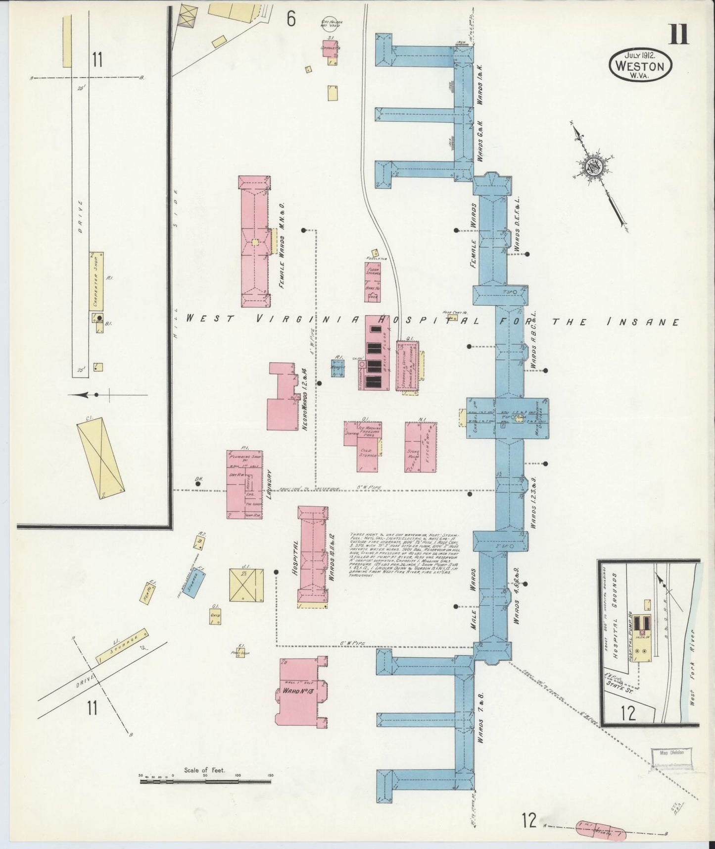 Sanborn Fire Insurance Map from Weston, Lewis County, West Virginia (1913), Sheet #0011 - Complete Map Set gallery image, historic Sanborn map, vintage wall art, West Virginia West Virginia