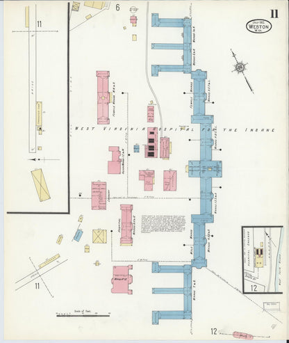 Sanborn Fire Insurance Map from Weston, Lewis County, West Virginia (1913), Sheet #0011 - Complete Map Set gallery image, historic Sanborn map, vintage wall art, West Virginia West Virginia