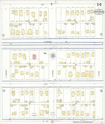 Sanborn Fire Insurance Map from North Yakima, Yakima County, Washington (1909), Sheet #0014 - Complete Map Set gallery image, historic Sanborn map, vintage wall art, Washington Washington