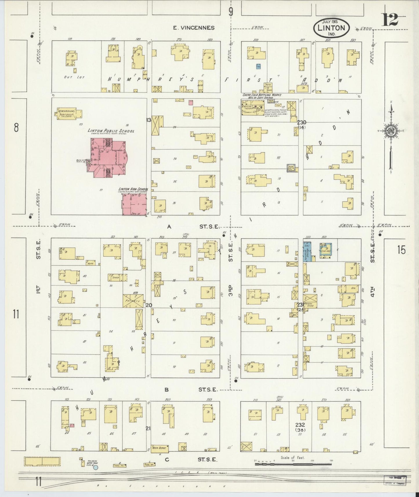 Sanborn Fire Insurance Map from Linton, Greene County, Indiana (1915), Sheet #0012 - Complete Map Set gallery image, historic Sanborn map, vintage wall art, Indiana Indiana