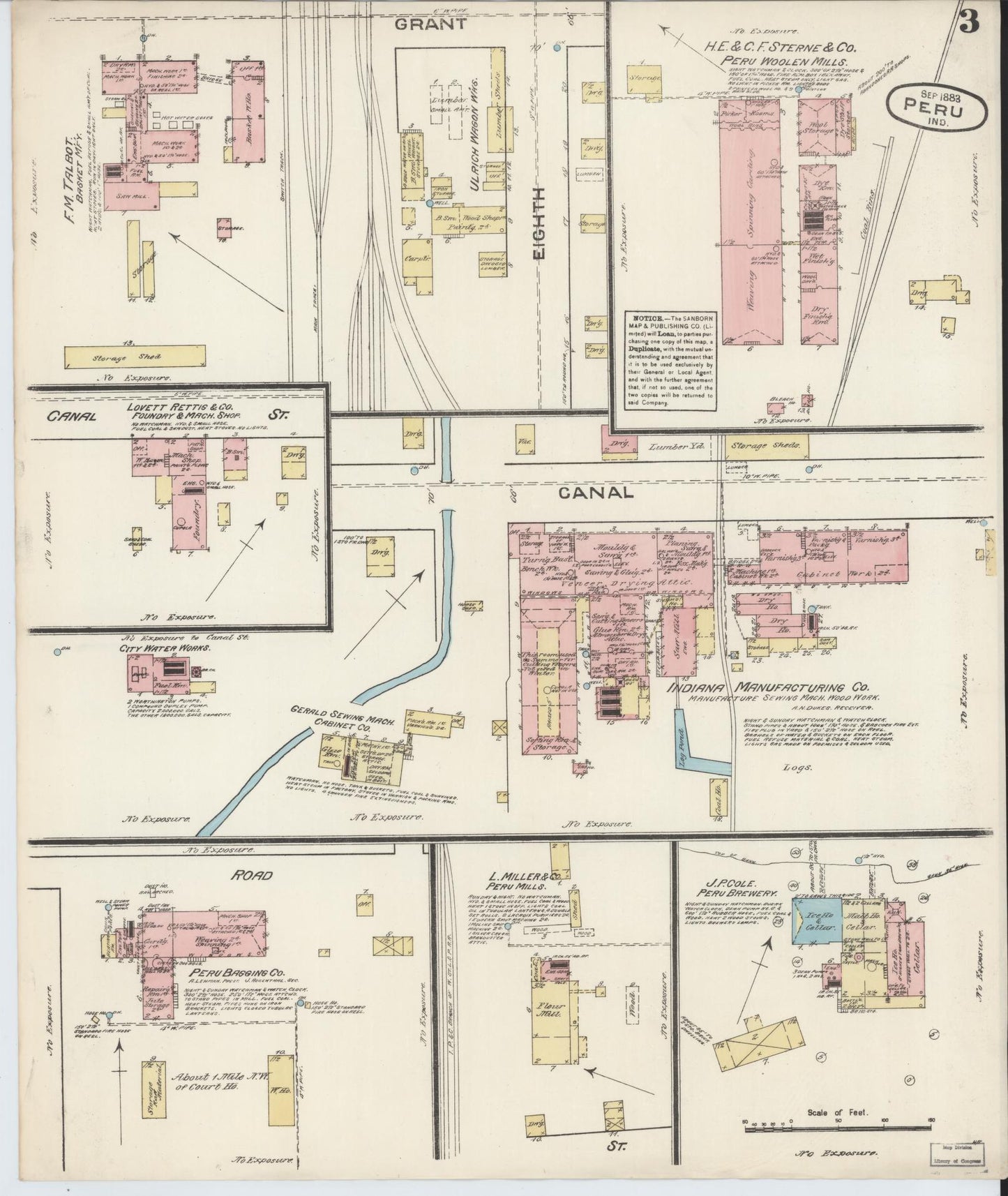 Sanborn Fire Insurance Map from Peru, Miami County, Indiana (1883), Sheet #0003 - Complete Map Set gallery image, historic Sanborn map, vintage wall art, Indiana Indiana