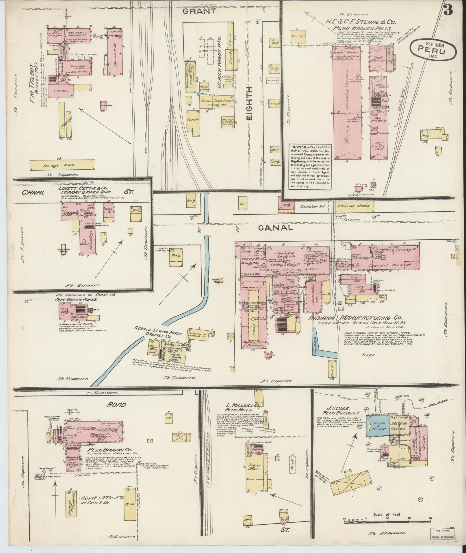 Sanborn Fire Insurance Map from Peru, Miami County, Indiana (1883), Sheet #0003 - Complete Map Set gallery image, historic Sanborn map, vintage wall art, Indiana Indiana