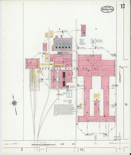 Sanborn Fire Insurance Map from Bogalusa, Washington Parish, Louisiana (1919), Sheet #0017 - Historic Sanborn Fire Insurance Map Print, vintage old map wall art, antique decor, genealogy gift, Louisiana Louisiana map