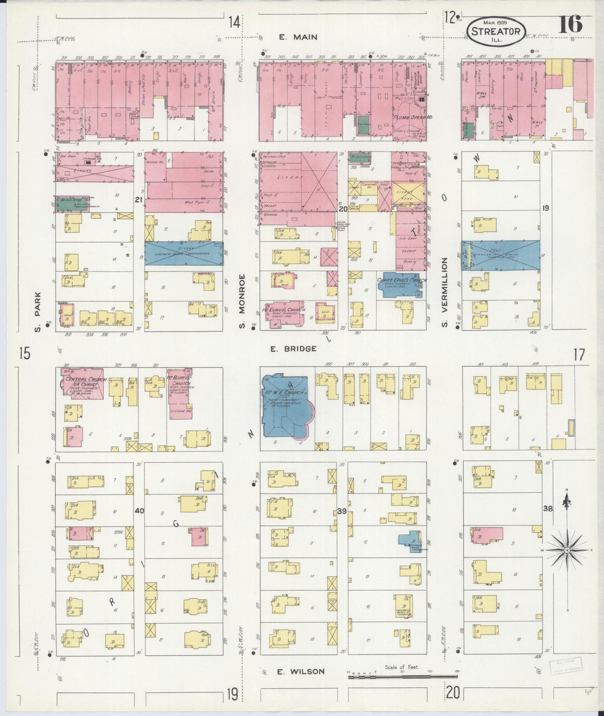 Sanborn Fire Insurance Map from Streator, La Salle County, Illinois (1909), Sheet #0016 - Complete Map Set gallery image, historic Sanborn map, vintage wall art, Illinois Illinois