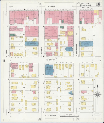Sanborn Fire Insurance Map from Streator, La Salle County, Illinois (1909), Sheet #0016 - Complete Map Set gallery image, historic Sanborn map, vintage wall art, Illinois Illinois