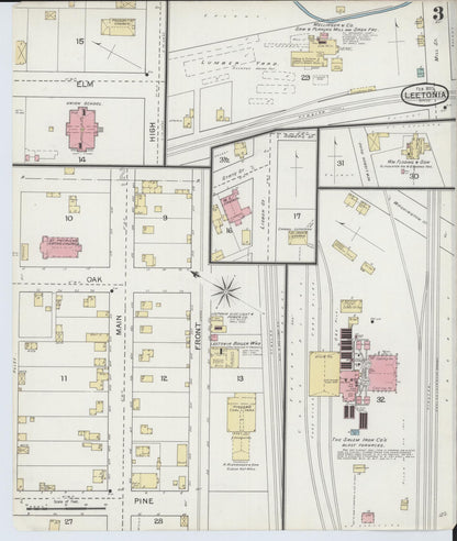 Sanborn Fire Insurance Map from Leetonia, Columbiana County, Ohio (1893), Sheet #0003 - Historic Sanborn Fire Insurance Map Print, vintage old map wall art, antique decor, genealogy gift, Ohio Ohio map