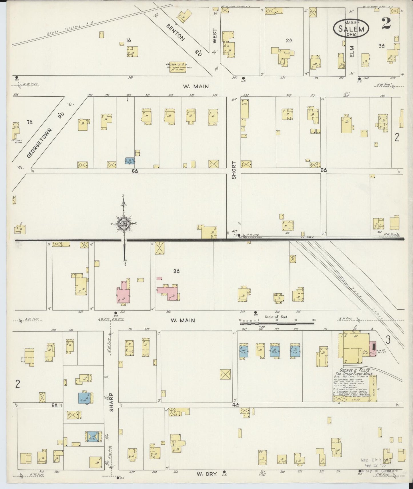 Sanborn Fire Insurance Map from Salem, Columbiana County, Ohio (1915), Sheet #0002 - Historic Sanborn Fire Insurance Map Print, vintage old map wall art, antique decor, genealogy gift, Ohio Ohio map