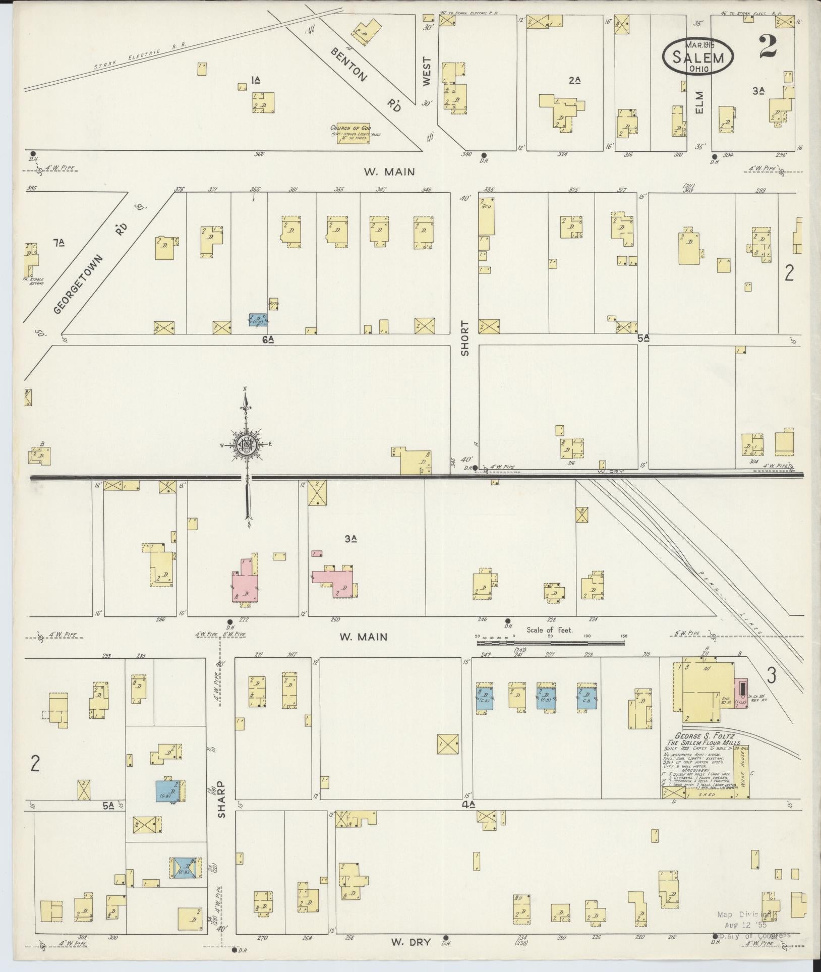 Sanborn Fire Insurance Map from Salem, Columbiana County, Ohio (1915), Sheet #0002 - Historic Sanborn Fire Insurance Map Print, vintage old map wall art, antique decor, genealogy gift, Ohio Ohio map
