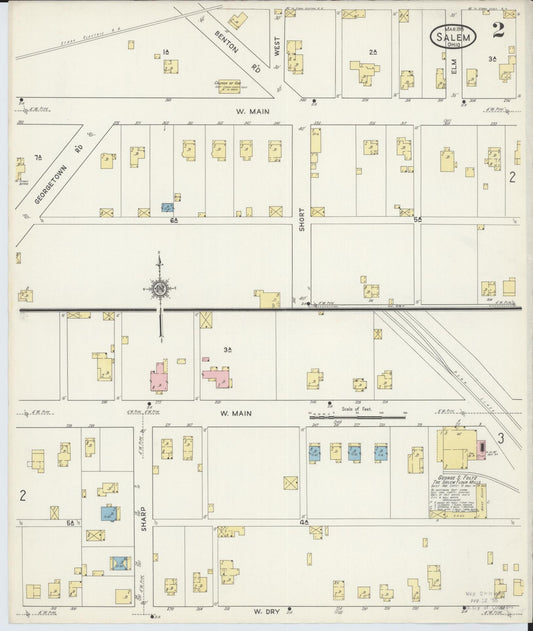 Sanborn Fire Insurance Map from Salem, Columbiana County, Ohio (1915), Sheet #0002 - Historic Sanborn Fire Insurance Map Print, vintage old map wall art, antique decor, genealogy gift, Ohio Ohio map