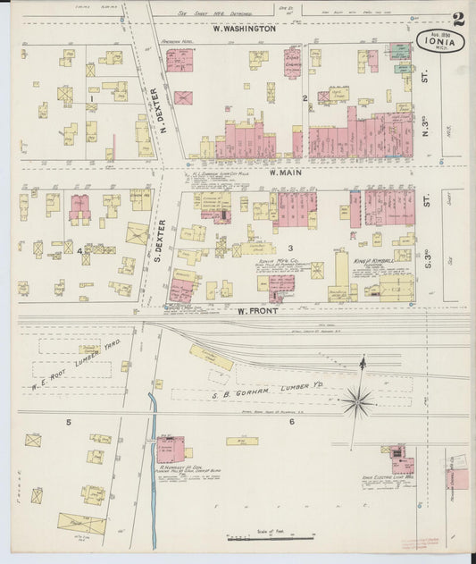 Sanborn Fire Insurance Map from Ionia, Ionia County, Michigan (1890), Sheet #0002 - Historic Sanborn Fire Insurance Map Print, vintage old map wall art, antique decor, genealogy gift, Michigan Michigan map