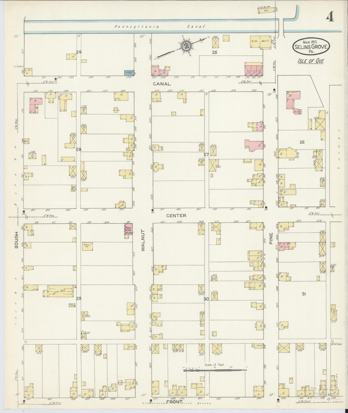 Sanborn Fire Insurance Map from Selins Grove, Snyder County, Pennsylvania (1913), Sheet #0004 - Complete Map Set gallery image, historic Sanborn map, vintage wall art, Pennsylvania Pennsylvania