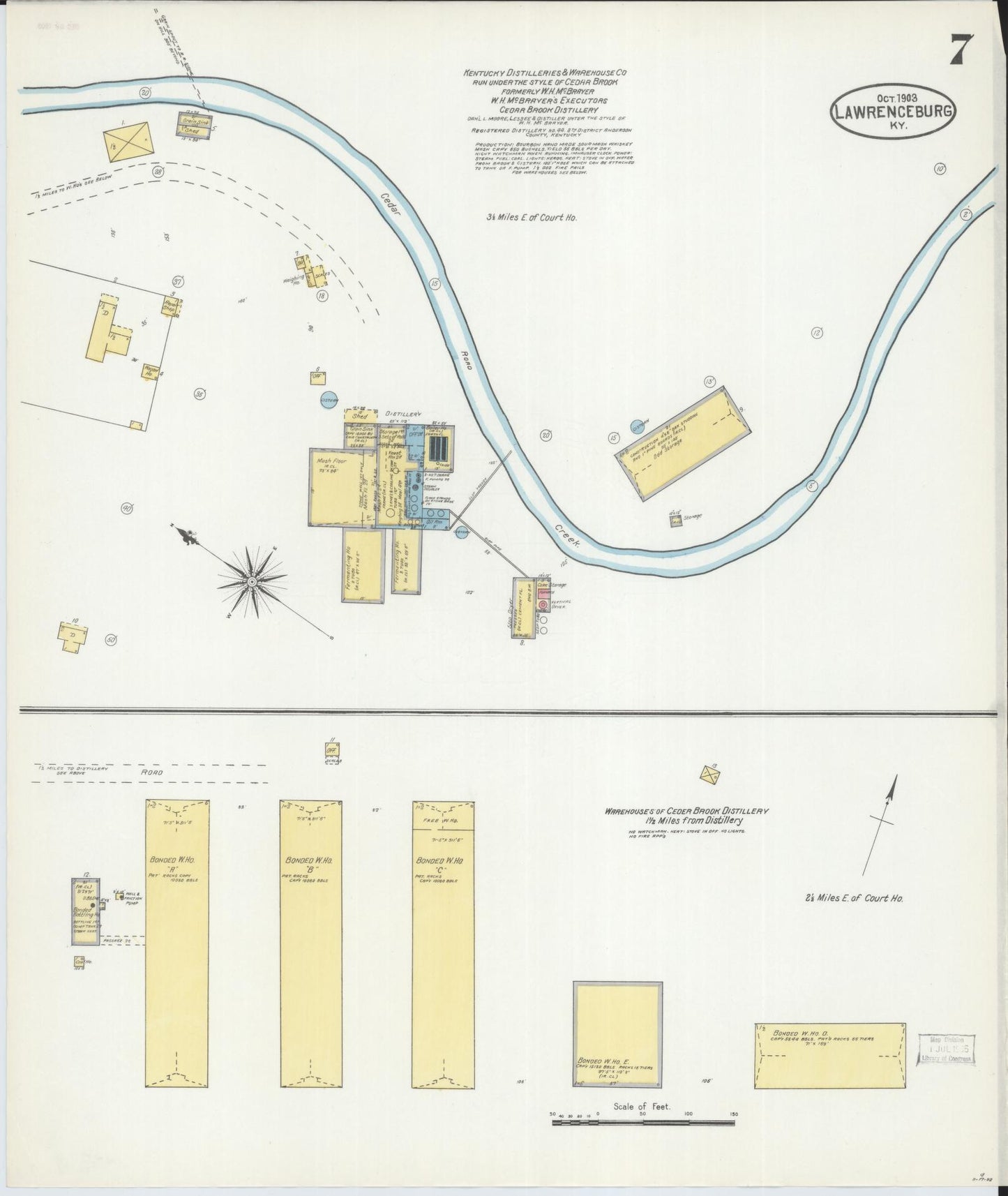 Sanborn Fire Insurance Map from Lawrenceburg, Anderson County, Kentucky (1903), Sheet #0007 - Complete Map Set gallery image, historic Sanborn map, vintage wall art, Kentucky Kentucky