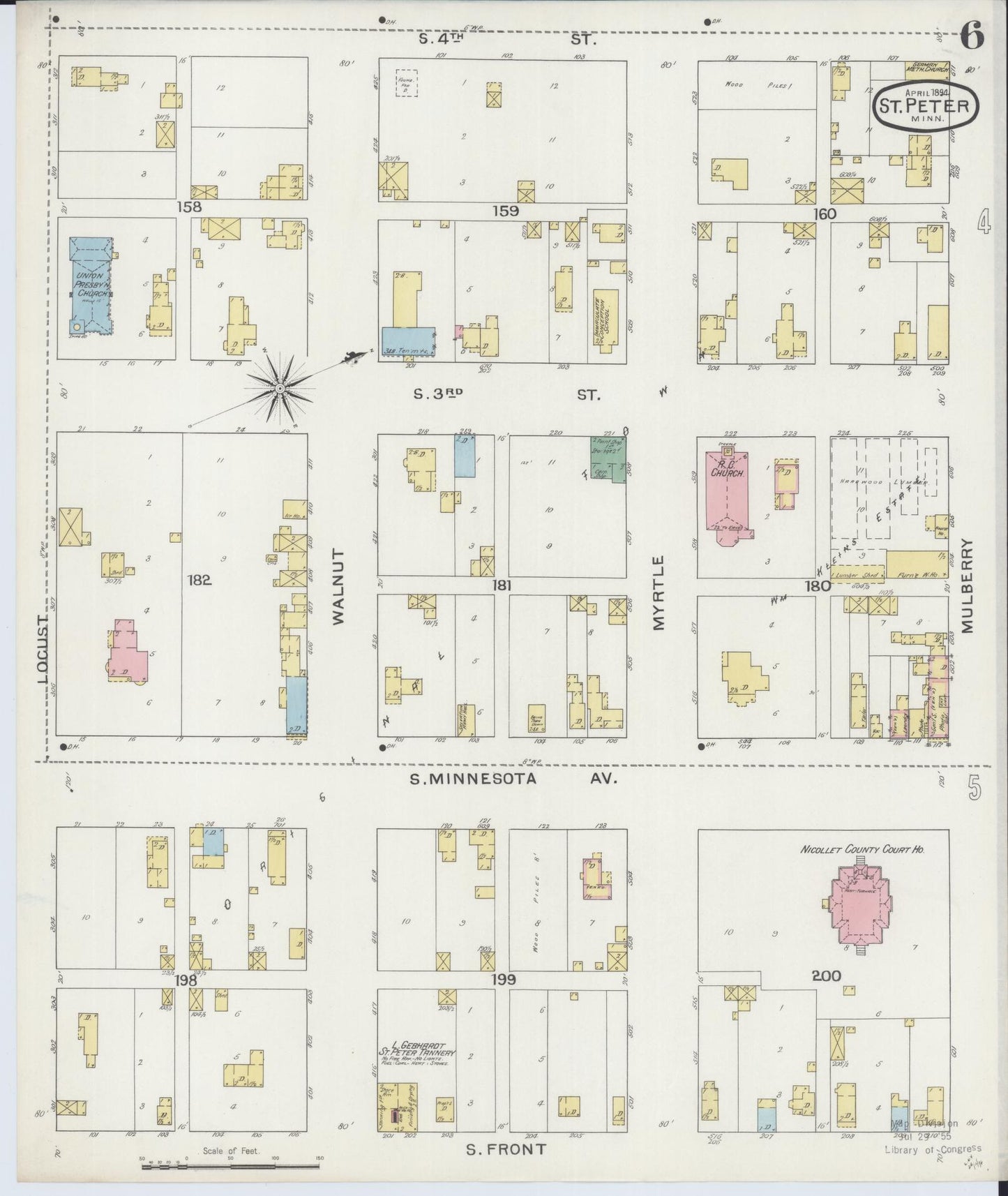 Sanborn Fire Insurance Map from Saint Peter, Nicollet County, Minnesota (1894), Sheet #0006 - Complete Map Set gallery image, historic Sanborn map, vintage wall art, Minnesota Minnesota