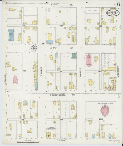 Sanborn Fire Insurance Map from Saint Peter, Nicollet County, Minnesota (1894), Sheet #0006 - Complete Map Set gallery image, historic Sanborn map, vintage wall art, Minnesota Minnesota