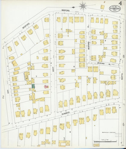Sanborn Fire Insurance Map from Stamford, Fairfield County, Connecticut (1901), Sheet #0004 - Complete Map Set gallery image, historic Sanborn map, vintage wall art, Connecticut Connecticut