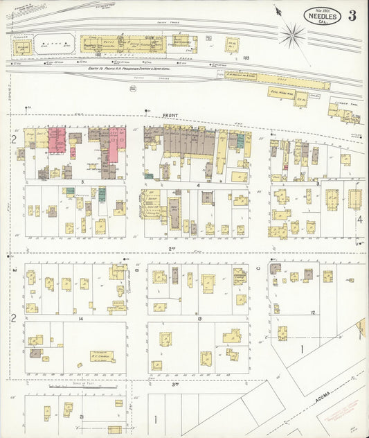 Sanborn Fire Insurance Map from Needles, San Bernardino County, California (1901), Sheet #0003 - Historic Sanborn Fire Insurance Map Print, vintage old map wall art, antique decor, genealogy gift, California California map