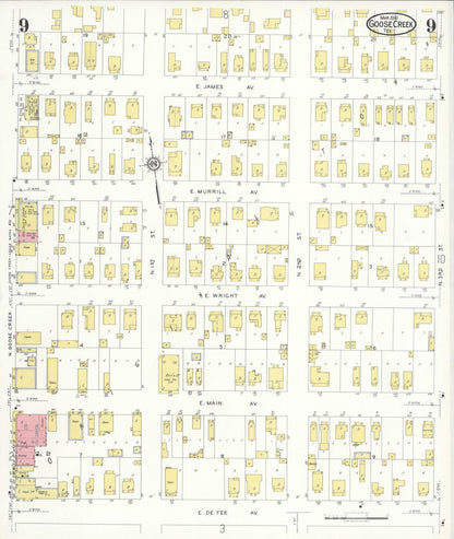 Sanborn Fire Insurance Map from Goose Creek, Harris County, Texas (1931), Sheet #0009 - Historic Sanborn Fire Insurance Map Print, vintage old map wall art, antique decor, genealogy gift, Texas Texas map