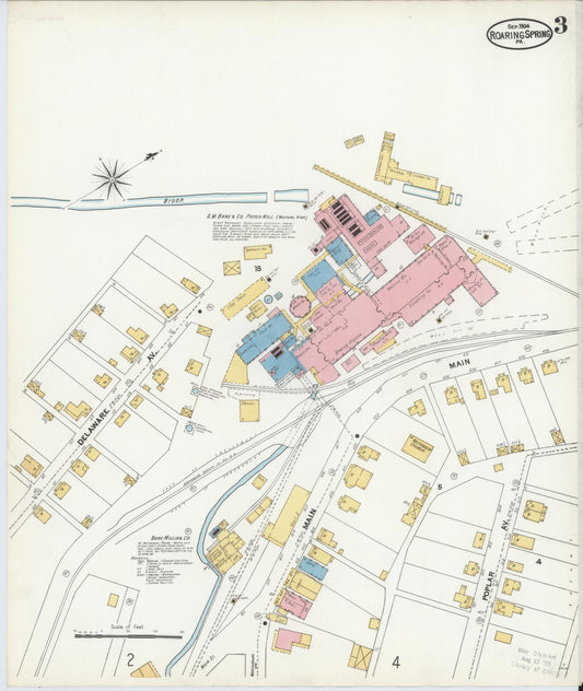 Sanborn Fire Insurance Map from Roaring Spring, Blair County, Pennsylvania (1904), Sheet #0003 - Historic Sanborn Fire Insurance Map Print, vintage old map wall art, antique decor, genealogy gift, Pennsylvania Pennsylvania map