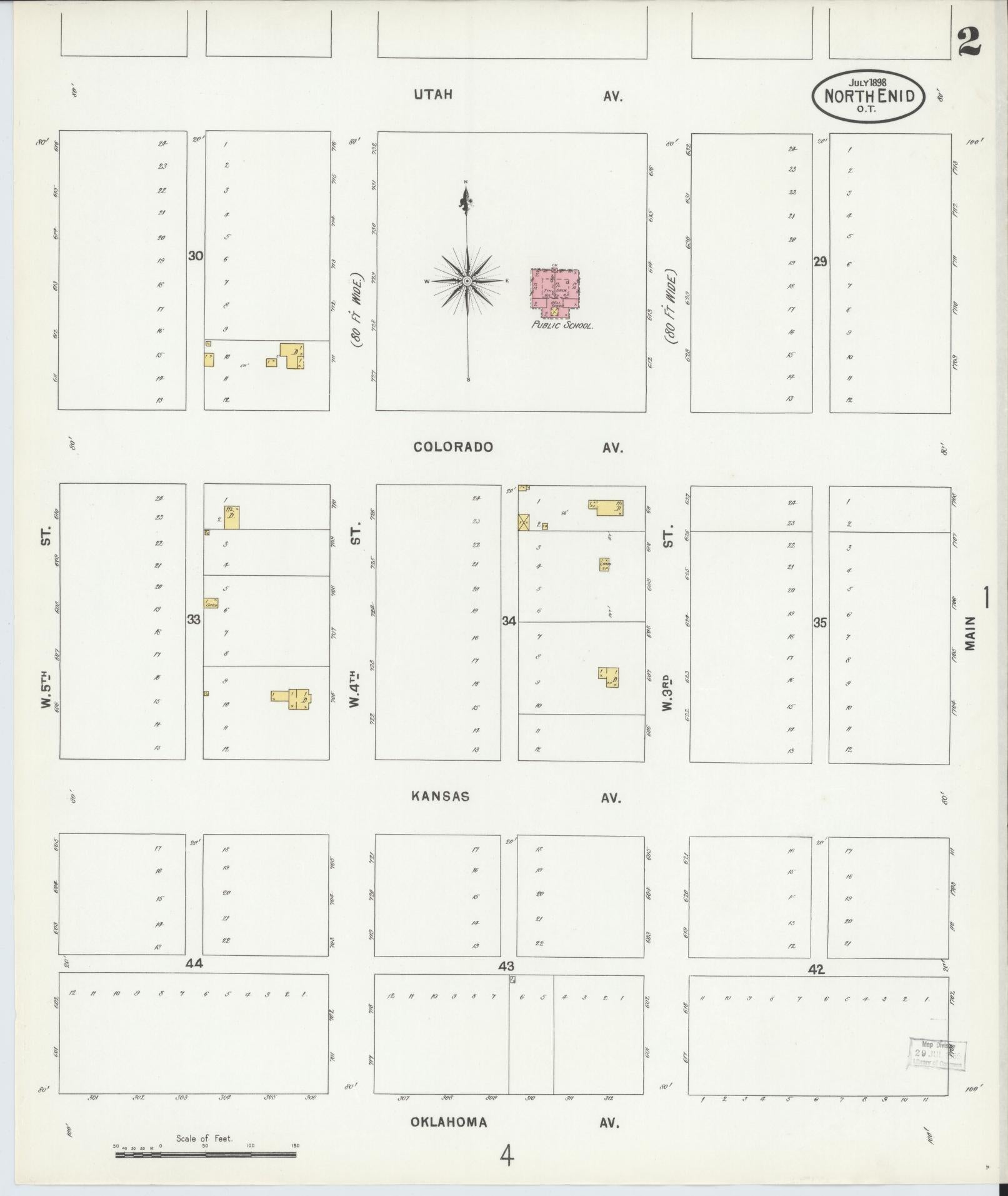 Sanborn Fire Insurance Map from North Enid, Garfield County, Oklahoma (1898), Sheet #0002 - Historic Sanborn Fire Insurance Map Print, vintage old map wall art, antique decor, genealogy gift, Oklahoma Oklahoma map