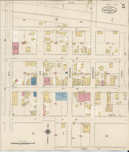 Sanborn Fire Insurance Map from Washougal, Clark County, Washington (1929), Sheet #0005 - Complete Map Set gallery image, historic Sanborn map, vintage wall art, Washington Washington