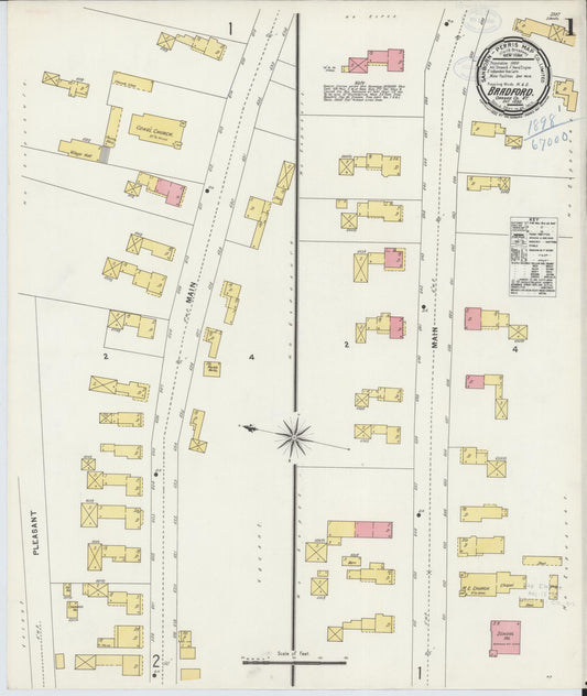 Sanborn Fire Insurance Map from Bradford, Orange County, Vermont (1898), Sheet #0001 - Historic Sanborn Fire Insurance Map Print, vintage old map wall art, antique decor, genealogy gift, Vermont Vermont map