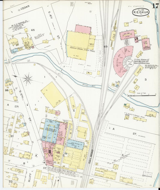 Sanborn Fire Insurance Map from Keokuk, Lee County, Iowa (1893), Sheet #0017 - Historic Sanborn Fire Insurance Map Print, vintage old map wall art