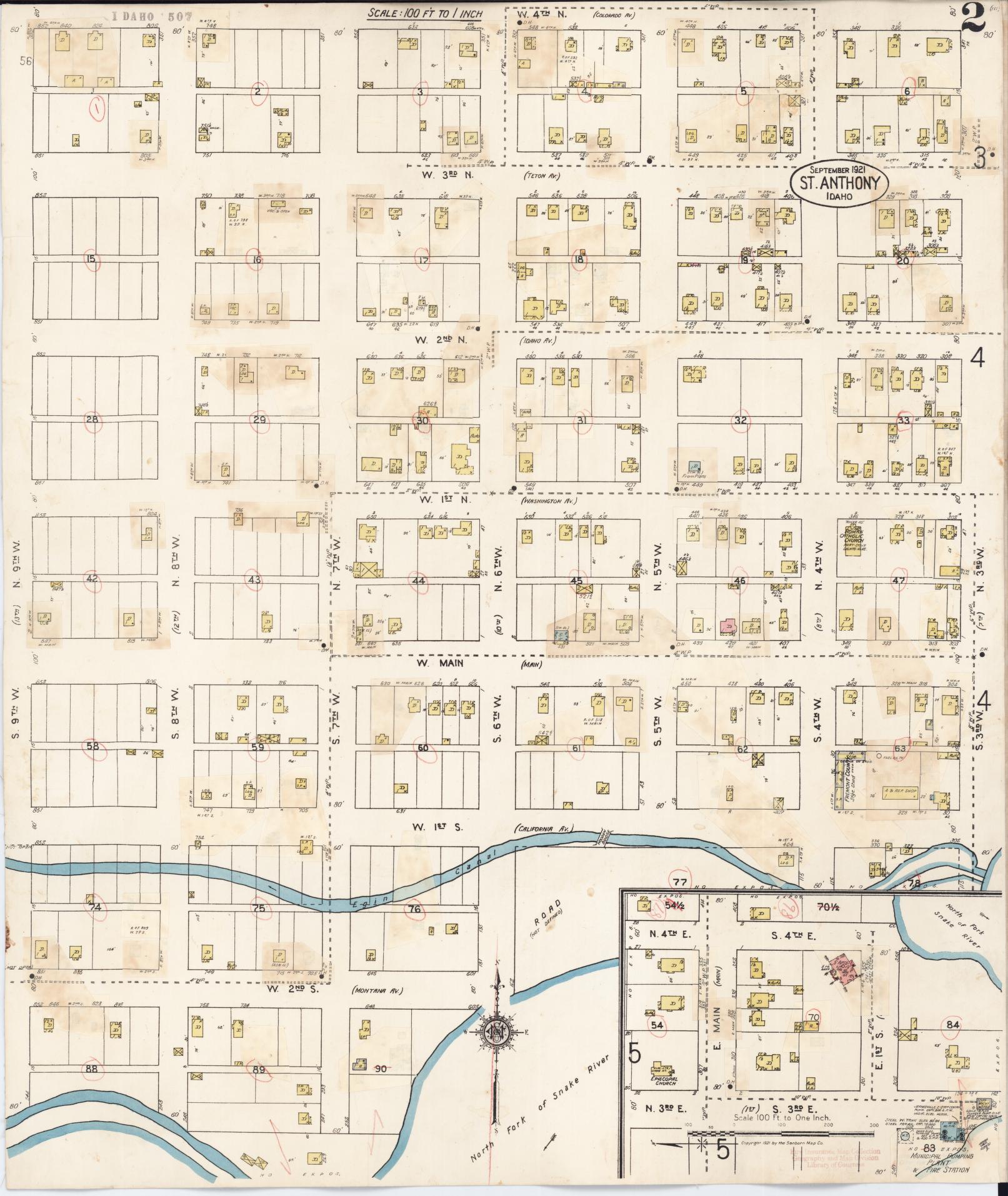 Sanborn Fire Insurance Map from Saint Anthony, Fremont County, Idaho (1944), Sheet #0002 - Complete Map Set gallery image, historic Sanborn map, vintage wall art, Idaho Idaho