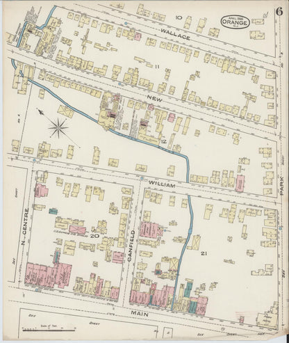 Sanborn Fire Insurance Map from Orange, Essex County, New Jersey (1885), Sheet #0006 - Historic Sanborn Fire Insurance Map Print, vintage old map wall art, antique decor, genealogy gift, New Jersey New Jersey map