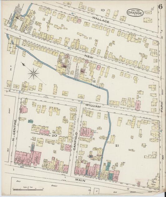 Sanborn Fire Insurance Map from Orange, Essex County, New Jersey (1885), Sheet #0006 - Historic Sanborn Fire Insurance Map Print, vintage old map wall art, antique decor, genealogy gift, New Jersey New Jersey map