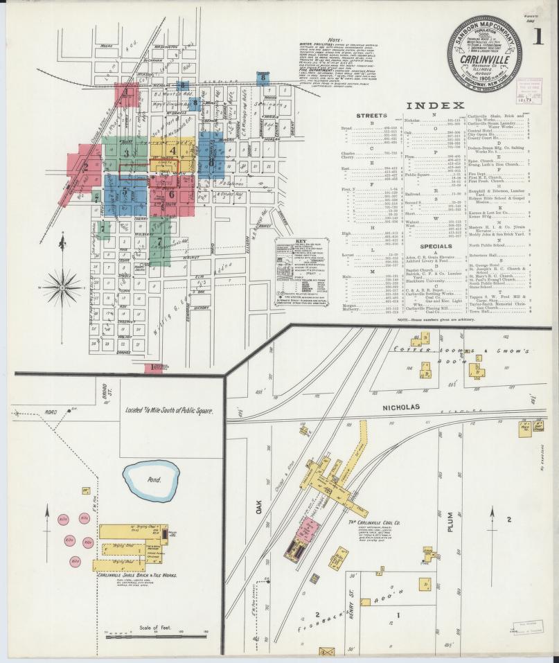 Sanborn Fire Insurance Map from Carlinville, Macoupin County, Illinois. (1906) – Map View