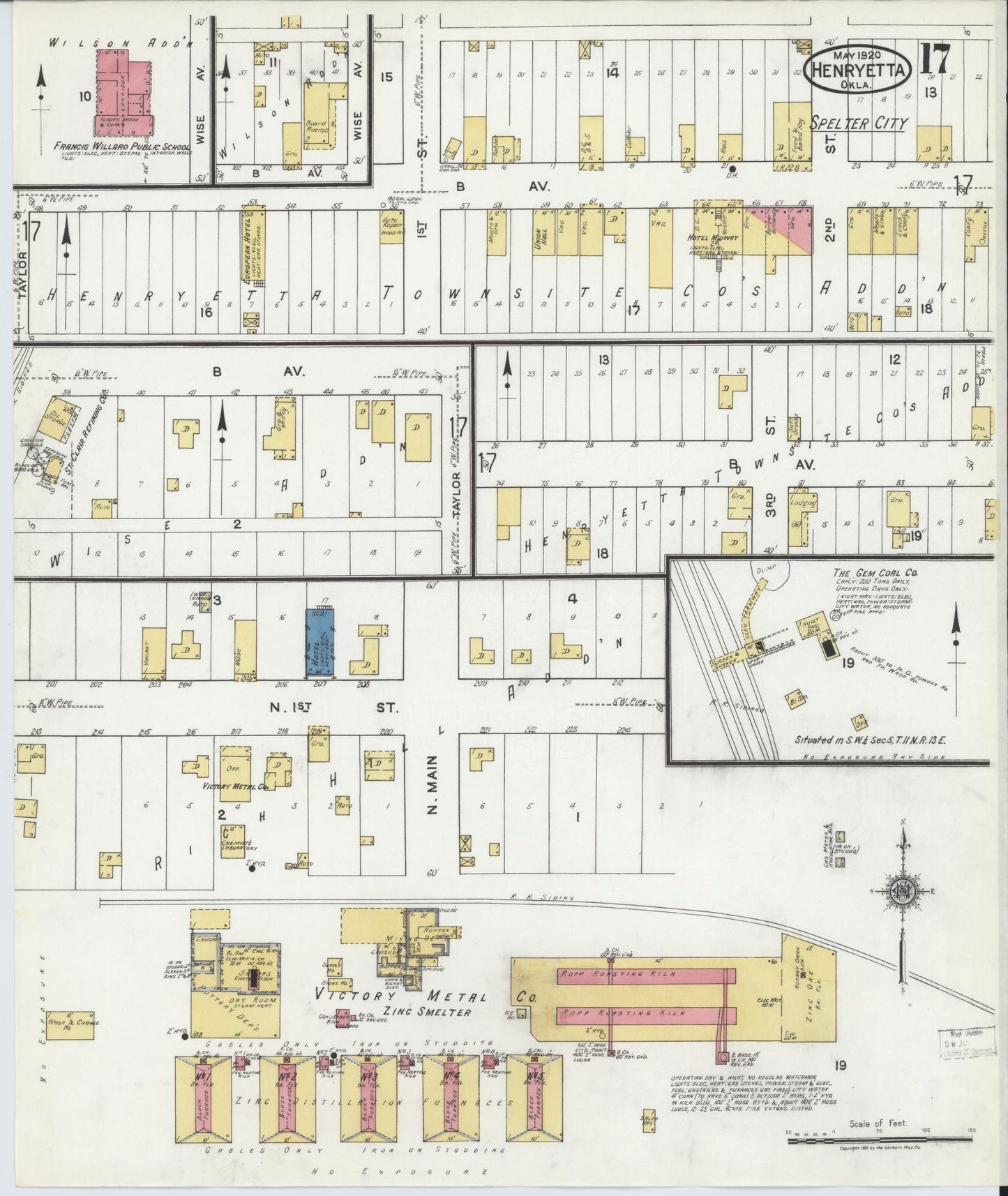 Sanborn Fire Insurance Map from Henryetta, Okmulgee County, Oklahoma (1920), Sheet #0017 - Complete Map Set gallery image, historic Sanborn map, vintage wall art, Oklahoma Oklahoma