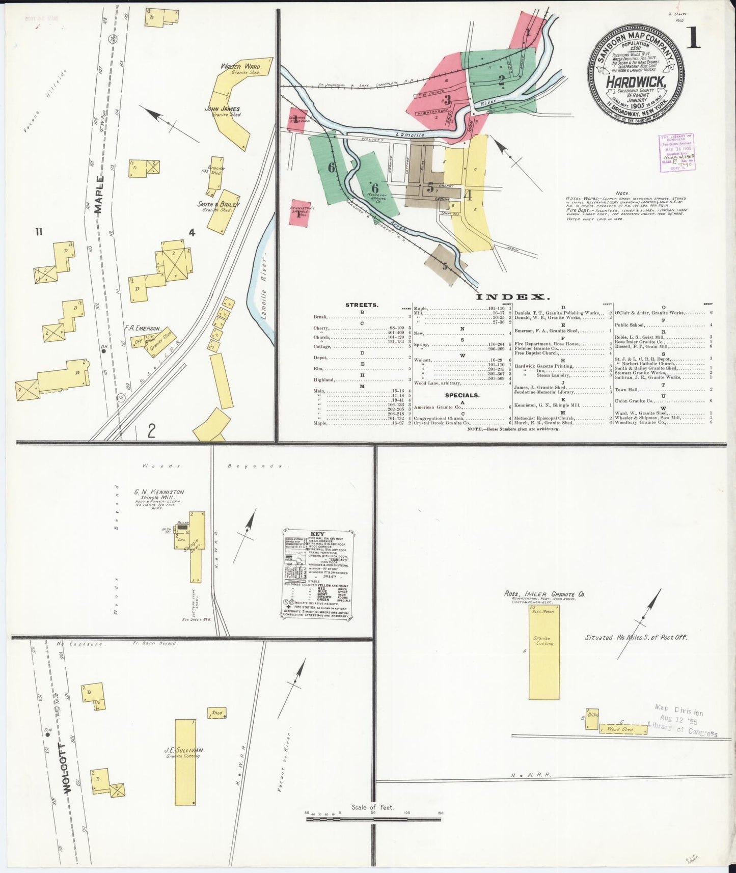Sanborn Fire Insurance Map from Hardwick, Caledonia County, Vermont. (1905) – Historic Sanborn Fire Insurance Map Print