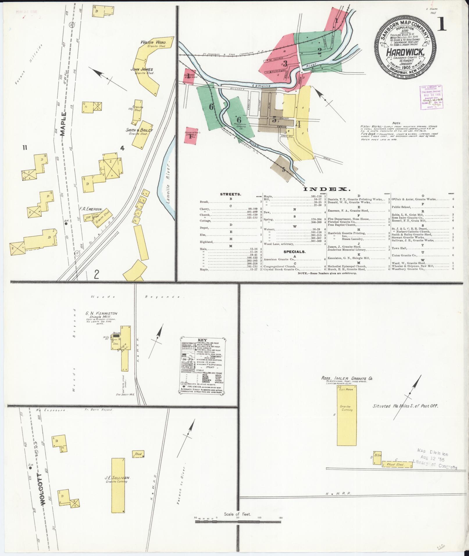Sanborn Fire Insurance Map from Hardwick, Caledonia County, Vermont. (1905) – Historic Sanborn Fire Insurance Map Print