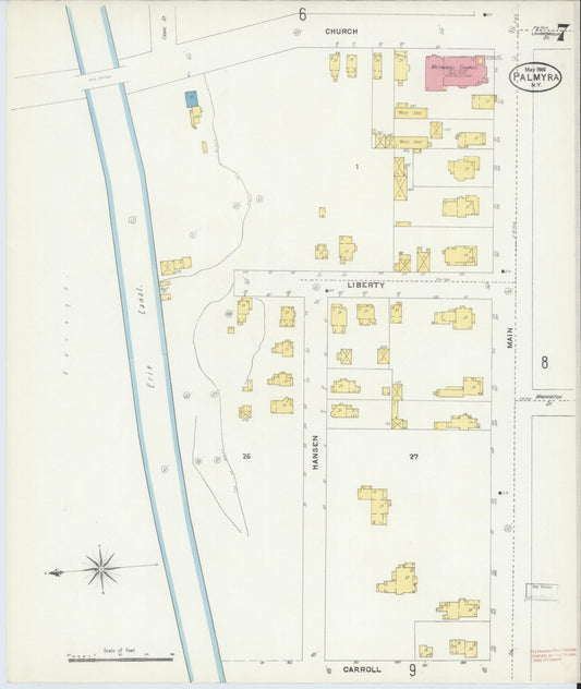 Sanborn Fire Insurance Map from Palmyra, Wayne County, New York (1906), Sheet #0007 - Historic Sanborn Fire Insurance Map Print, vintage old map wall art, antique decor, genealogy gift, New York New York map